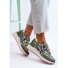 Baskets en cuir pour femmes sur la plateforme Maciejka 06390-09 Celadon vert 10