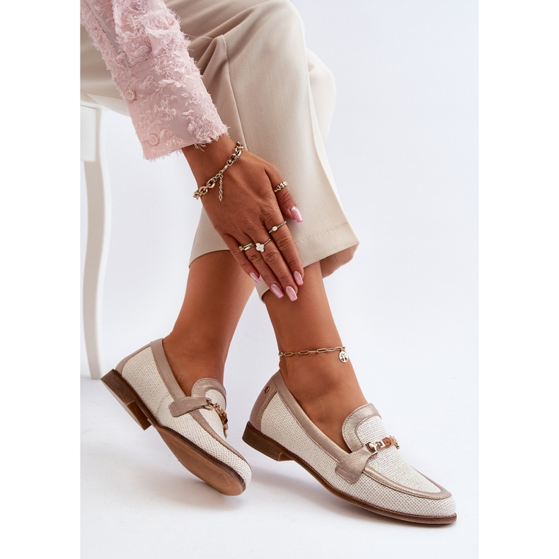 Mocassins En Cuir Avec Décoration Dorée Maciejka 06442-25 Or 1