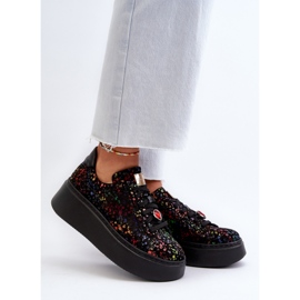 Baskets Plateformes en Cuir Maciejka 6191S-01 Noir multicolore 2