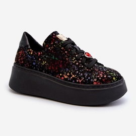 Baskets Plateformes en Cuir Maciejka 6191S-01 Noir multicolore 1