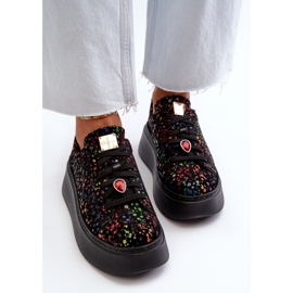 Baskets Plateformes en Cuir Maciejka 6191S-01 Noir multicolore 5