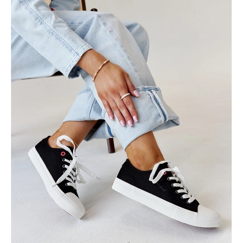 Baskets femme Cross Jeans en tissu noir le noir 1