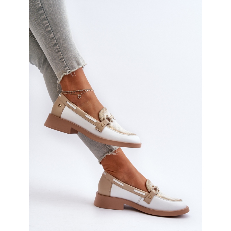 Mocassins en Cuir Chaussures Femme Maciejka 06493-11 Blanc et Beige blanche 1