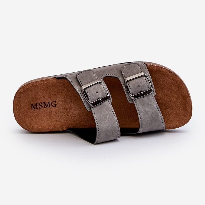 Tongs pour hommes avec semelle en liège, gris Rosawia 1