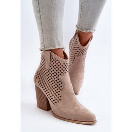 Bottines Femme Ajourées En Daim Eco à Talon Haut, Beige Stardara 6