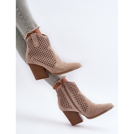 Bottines Femme Ajourées En Daim Eco à Talon Haut, Beige Stardara 10