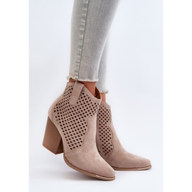 Bottines Femme Ajourées En Daim Eco à Talon Haut, Beige Stardara 4