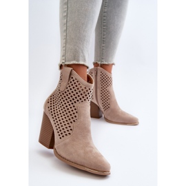 Bottines Femme Ajourées En Daim Eco à Talon Haut, Beige Stardara 5