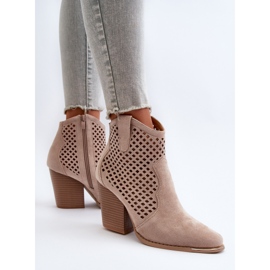 Bottines Femme Ajourées En Daim Eco à Talon Haut, Beige Stardara 7
