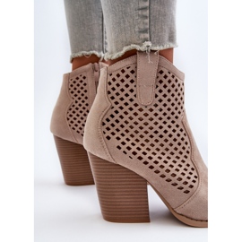 Bottines Femme Ajourées En Daim Eco à Talon Haut, Beige Stardara 2