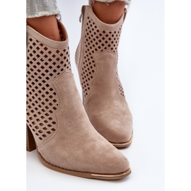 Bottines Femme Ajourées En Daim Eco à Talon Haut, Beige Stardara 9