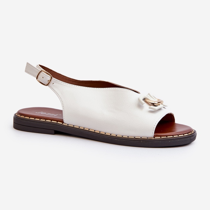 Sandales Femme Talon Plat Avec Décoration, Blanc Loraeleh blanche 1 Sandales Femme Talon Plat Avec Décoration, Blanc Loraeleh blanche 1