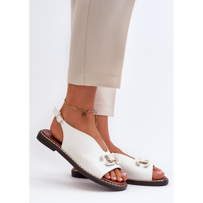 Sandales Femme Talon Plat Avec Décoration, Blanc Loraeleh blanche 2 Sandales Femme Talon Plat Avec Décoration, Blanc Loraeleh blanche 2