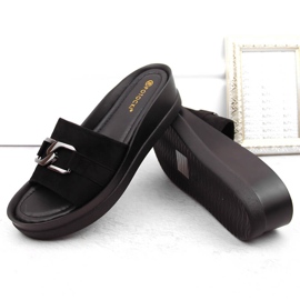 Chaussons compensés en daim pour femmes, noir Potocki 21326 le noir 6