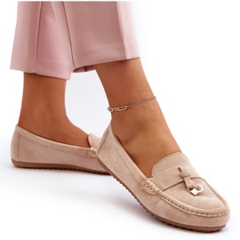Mocassins Classiques En Daim Pour Femme Beige 4