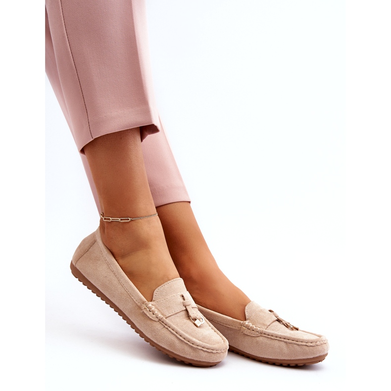 Mocassins Classiques En Daim Pour Femme Beige 3