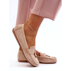 Mocassins Classiques En Daim Pour Femme Beige 2