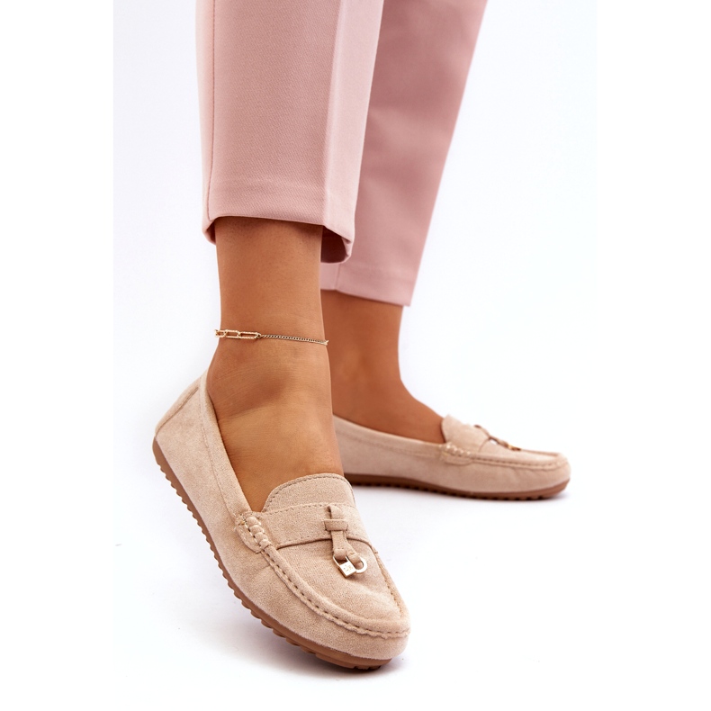 Mocassins Classiques En Daim Pour Femme Beige 1