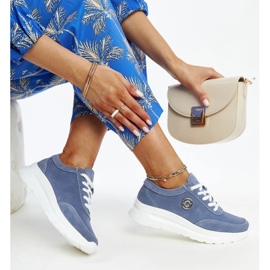 Chaussures en cuir bleu avec boucle décorative 1