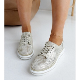 Baskets compensées en cuir doré Piano d'or 2