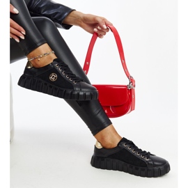 Baskets en cuir noir avec strass Stradone 1