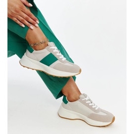 Baskets en cuir gris et vert par Ganim 1