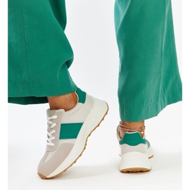 Baskets en cuir gris et vert par Ganim 3