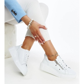 Baskets en cuir blanc à plateforme haute Rahal blanche 1
