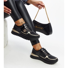 Chaussures en cuir noir avec boucle décorative le noir 1
