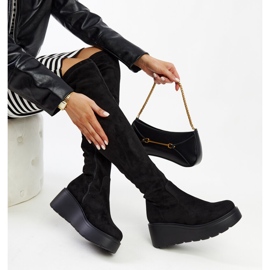 Bottes compensées longues noires par Nafeesa le noir 1