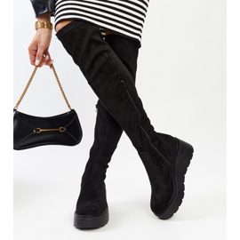 Bottes compensées longues noires par Nafeesa le noir 3