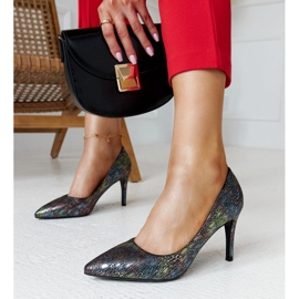 Talons hauts métallisés noirs avec insert Gantier en cuir le noir 2