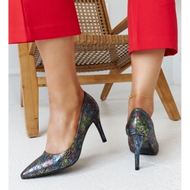 Talons hauts métallisés noirs avec insert Gantier en cuir le noir 3