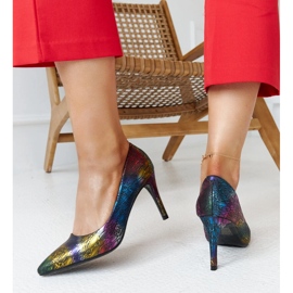 Talons hauts métallisés colorés avec insert Gantier en cuir multicolore 3