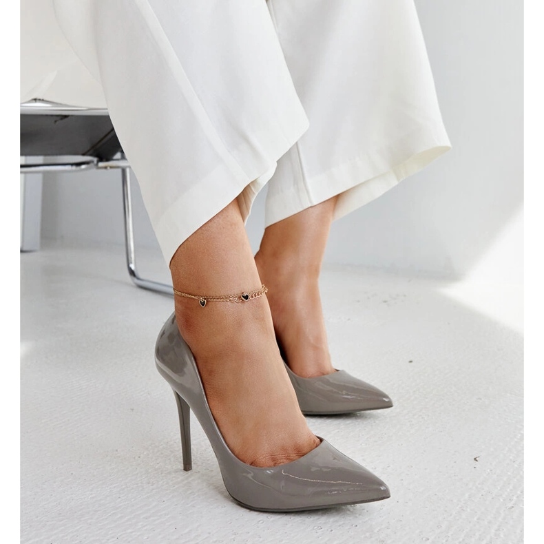 Escarpins vernis gris foncé avec empiècement en cuir Jadoin 1 Escarpins vernis gris foncé avec empiècement en cuir Jadoin 1