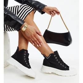 Baskets montantes noires Nura avec échancrures 1