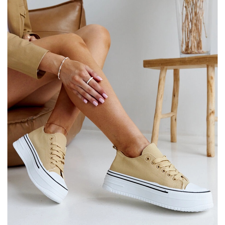 Baskets beige foncé à semelle épaisse Bahira 1