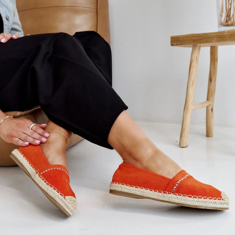 Espadrilles orange avec strass Abia 1