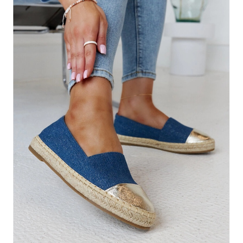 Espadrilles Surana brillantes bleu et doré 1