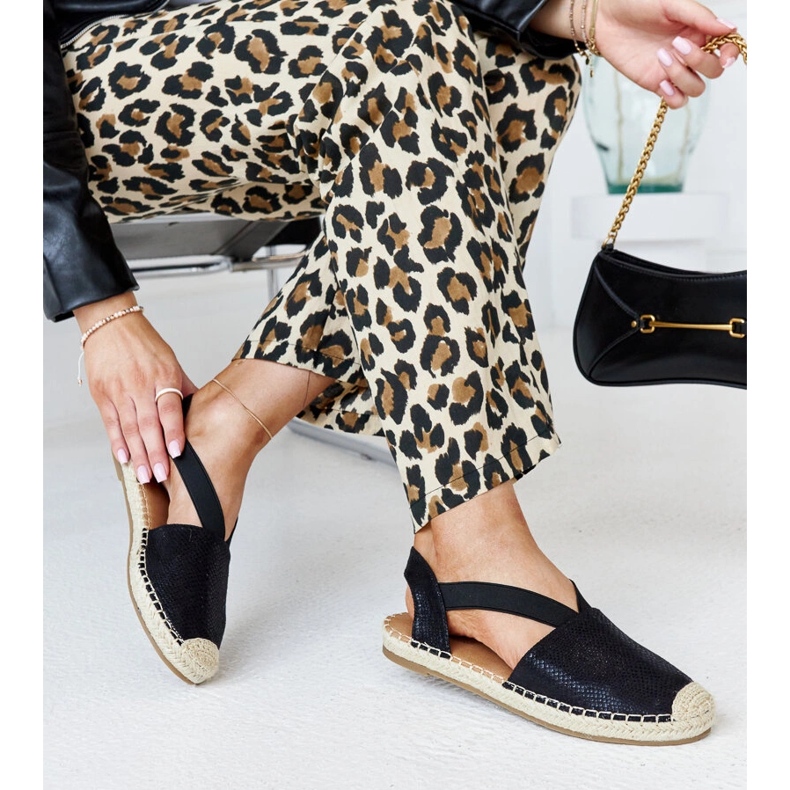 Espadrilles noires à talon ouvert Tharna 1