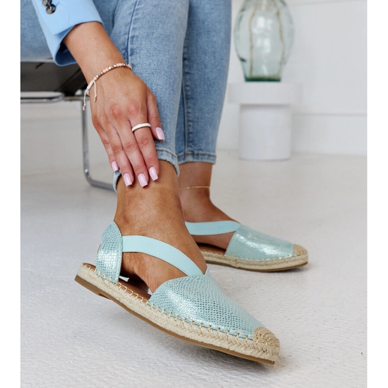 Espadrilles vert clair à talon ouvert Tharna 1