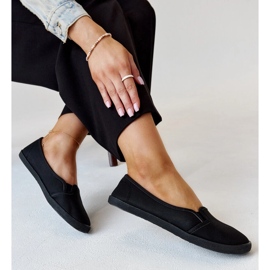 Baskets à enfiler noires en cuir écologique Wordana le noir 1