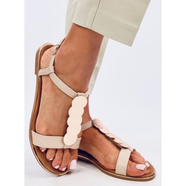 Ennes Sandales beiges à décor doré 1