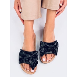 Bussi Chaussons en liège noir avec nœud le noir 4