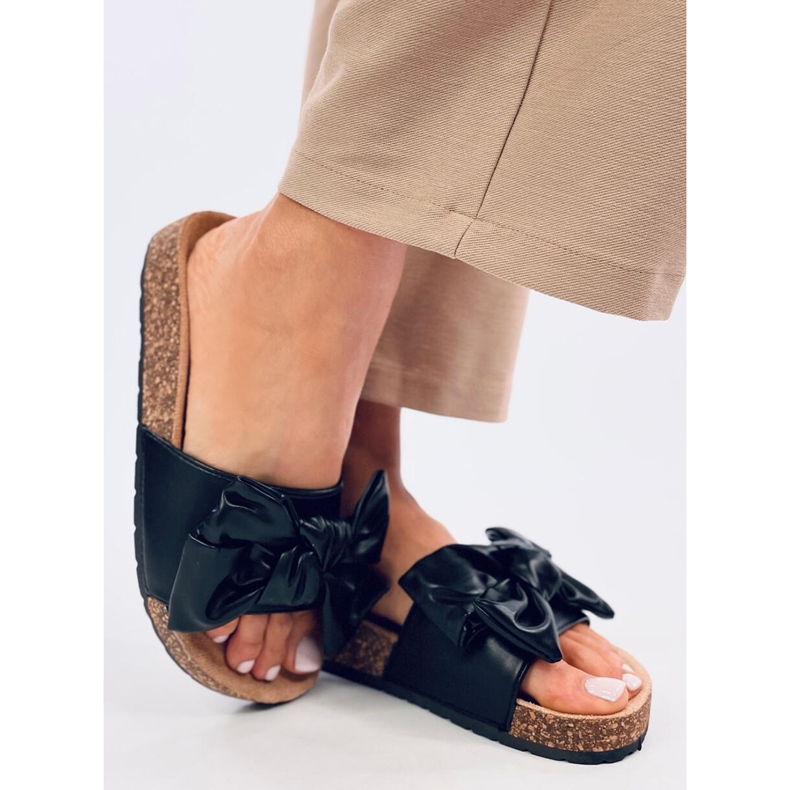 Bussi Chaussons en liège noir avec nœud 2