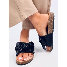 Bussi Chaussons en liège noir avec nœud le noir 1