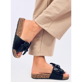 Bussi Chaussons en liège noir avec nœud le noir 3
