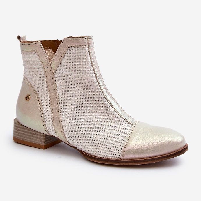 Bottes à Talons Bas Femme en Cuir Maciejka 06397-22 Beige Clair 1