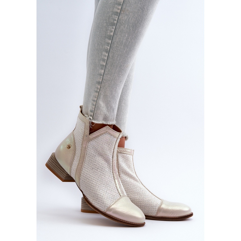 Bottes à Talons Bas Femme en Cuir Maciejka 06397-22 Beige Clair 2