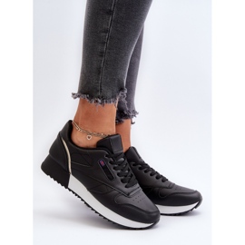 Chaussures de sport en cuir à plateforme à lacets Merida noires 2
